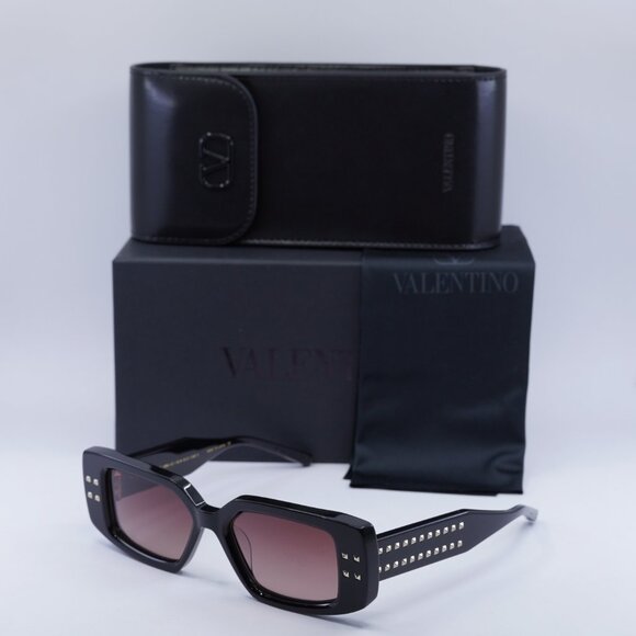 Valentino V-CINQUE VLS-108A Rectangle Sunglasses - Black/Rose - Picture 7 of 10